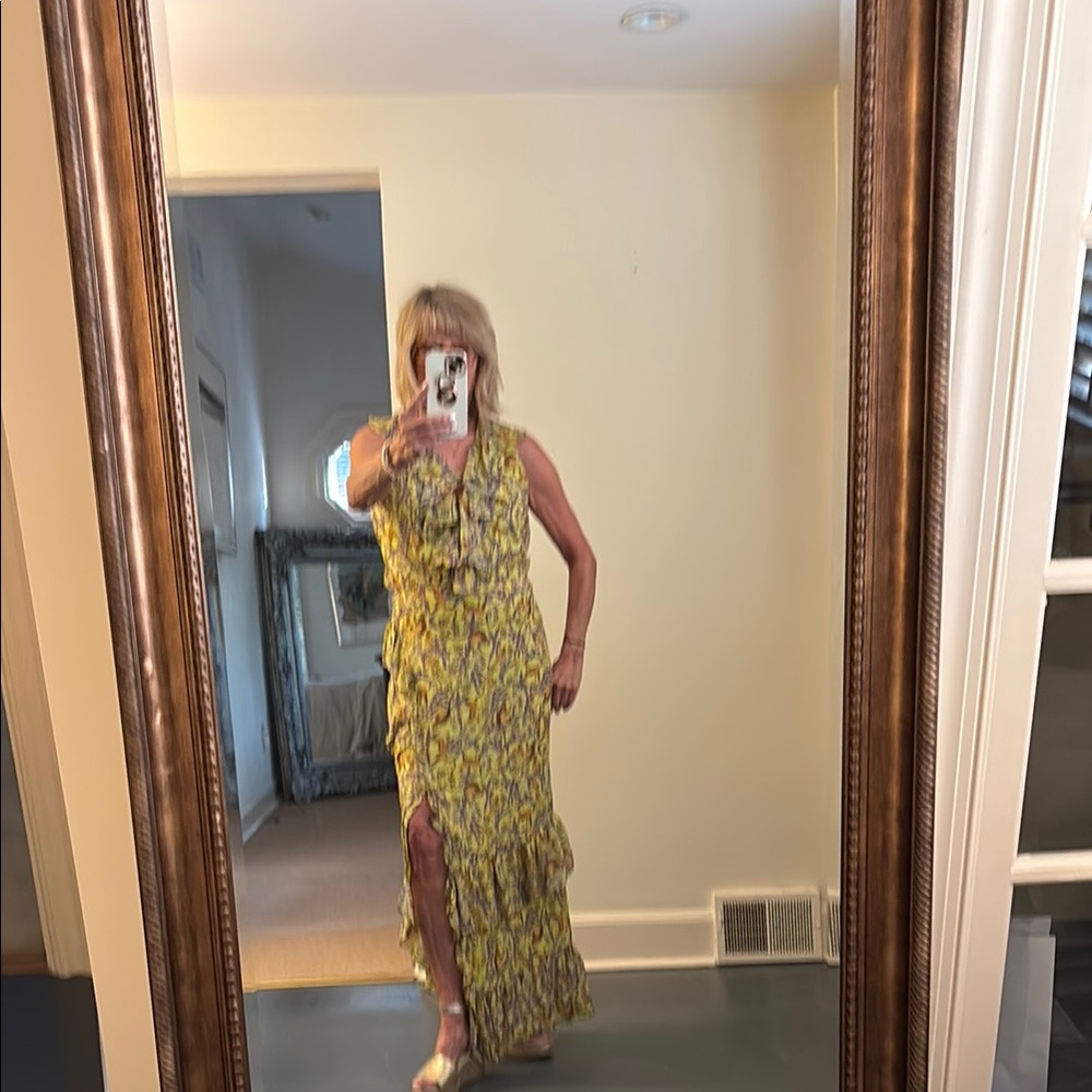 SALONI Yellow and Black Halter Maxi Dress